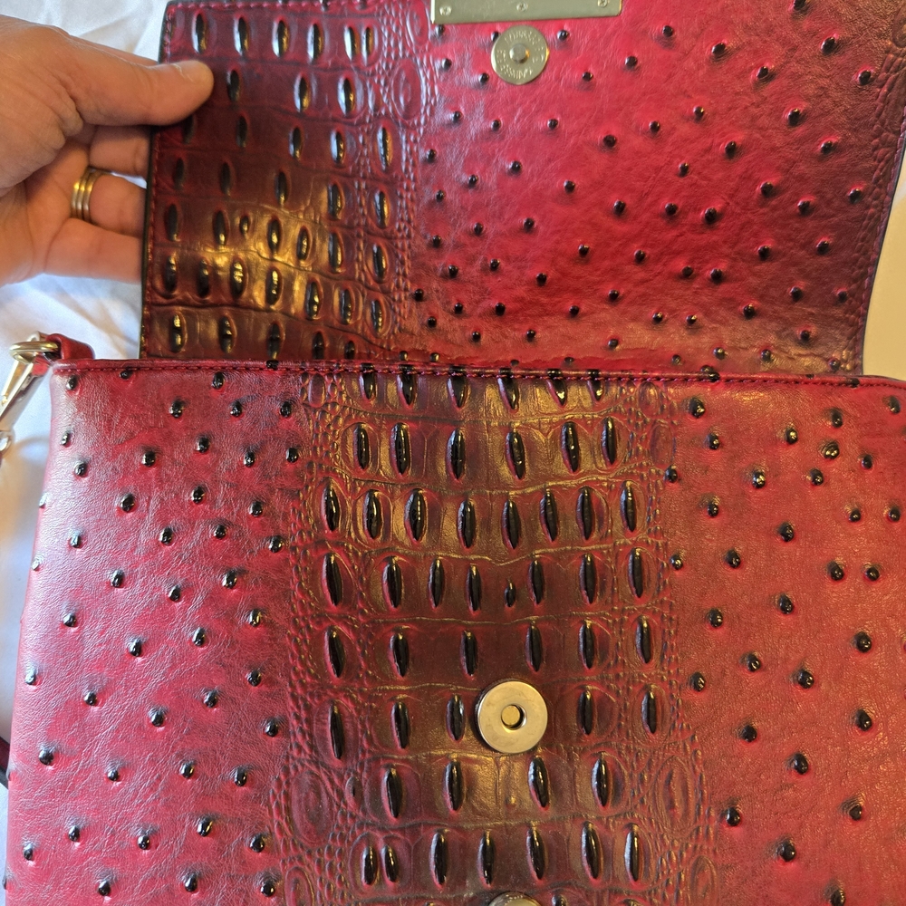 Chic Red Ostrich Pattern Clutch